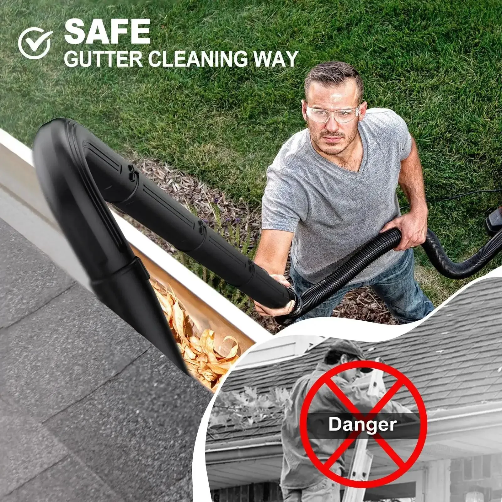 Ground Level Gutter Cleaning Tool Attachments For 2.5 Inch Shop Vac No Ladder Needed Clean Leaves And Debris From Gutters Up To 5.6 Feet Easy Lockout Design Wet Dry Vacuum Accessories For Quick Safe Cleanup - Image 2