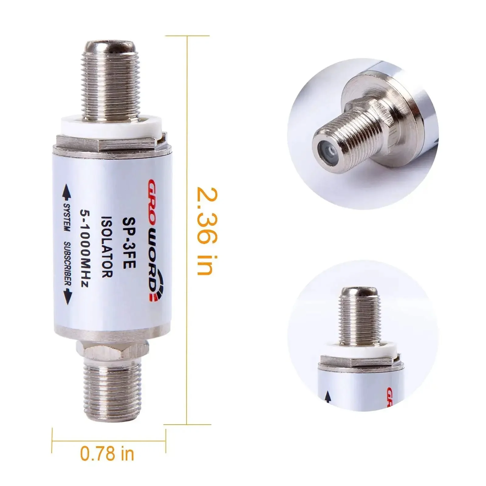 Ground Loop Isolator 2 Pack for TV Cable and Antenna Hum Buzz Noise Eliminator Isolation Transformer 75 Ohm Coax Clears Hum Boosts Crystal Clear HDTV Signal Frequency Range 5 to 1000 MHz - Image 8