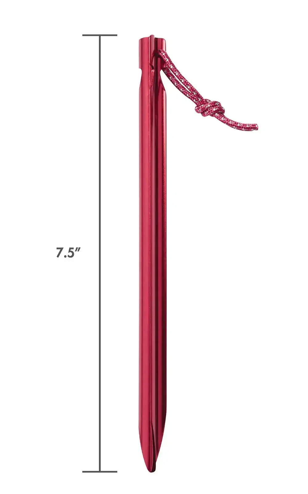 Groundhog Tent Stake Kit 6 Pack 7.5 Inch Regular Red For Camping And Backpacking With Three Sided Y Beam Design That Holds Like A Champ In Any Soil Notch Top For Securing Guy Lines Reflective Pull Loop For Easy Removal - Image 2