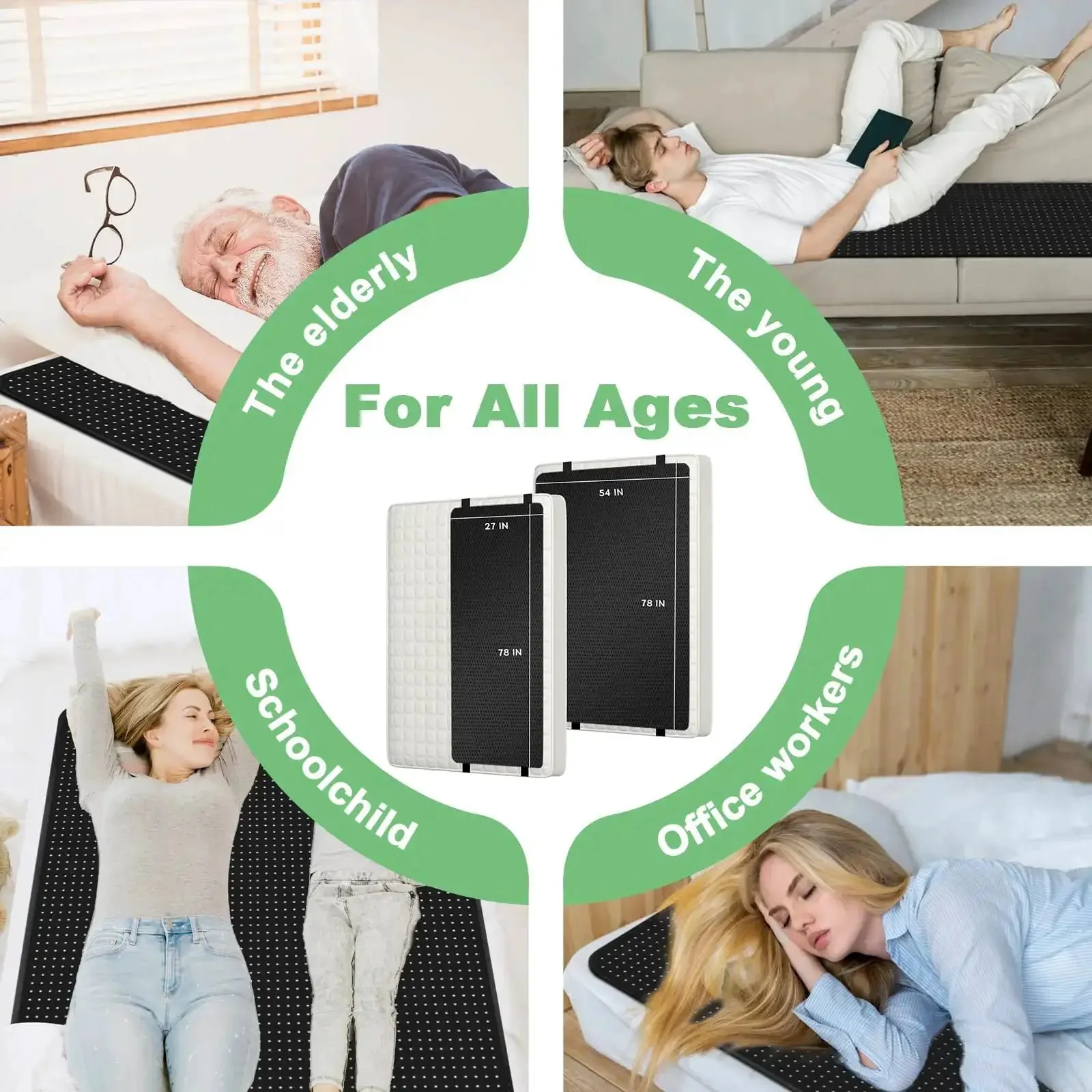 Grounding Bed Mat For Sleep And Recovery 54x78 Inch Grounding Mattress Pad Earth Connected Therapy Kit Carbon Fiber PU Leather Waterproof And Easy To Clean Skin Friendly Breathable Surface To Help Inflammation And Restful Nights - Image 2