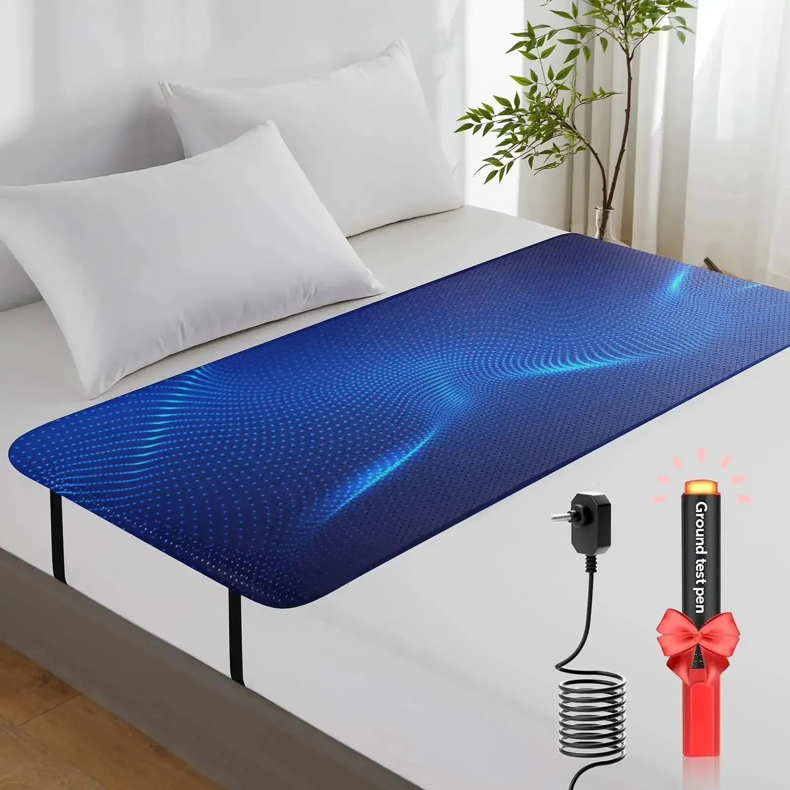 Grounding Mat For Bed With Earth Connected Mattress Cover And Grounded Kit Cord Included California King Size Sleep Health Upgrade For Natural Energy And Better Rest At Home