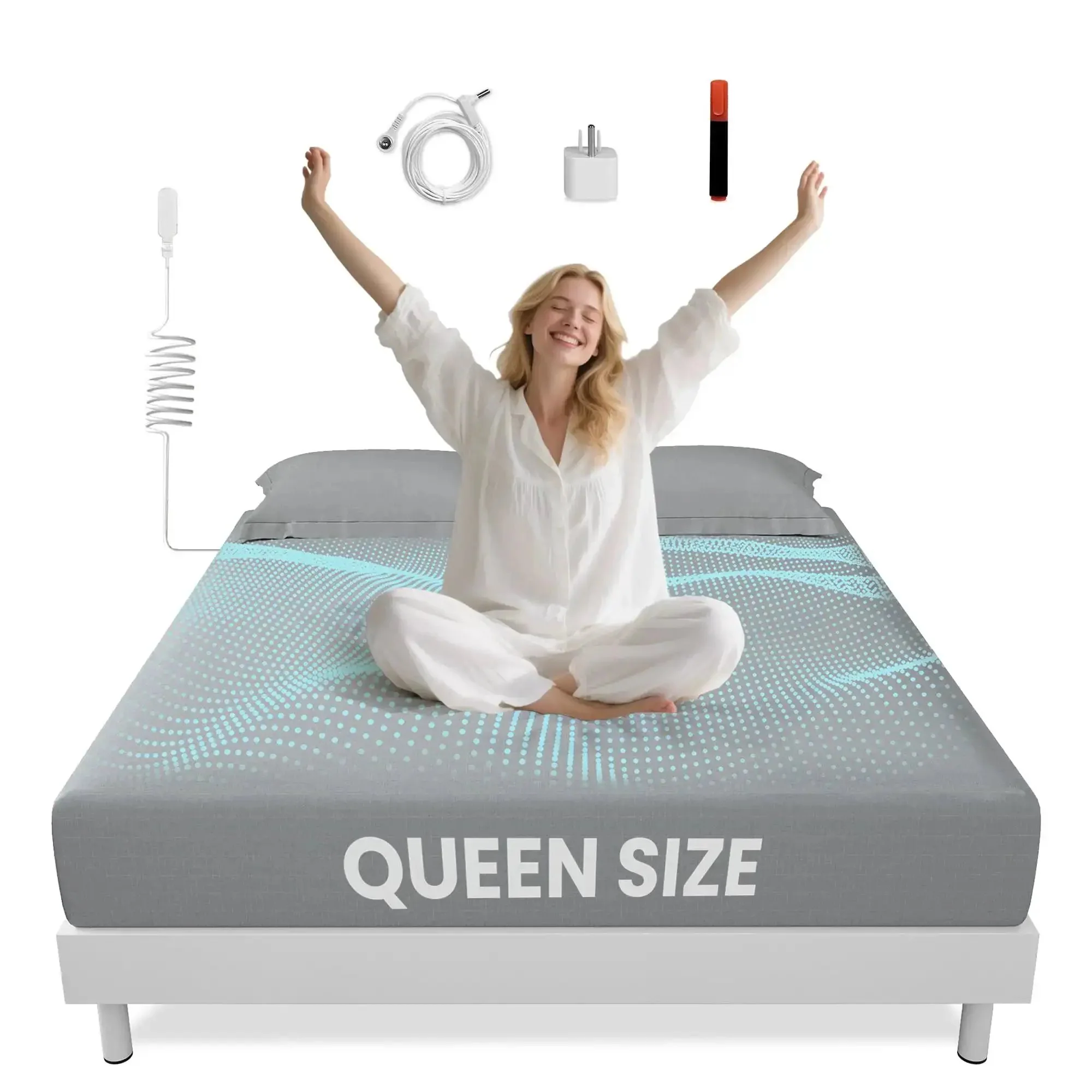 Grounding Sheets For Earthing, Gray Queen Size Fitted Bed Sheet With Silver Infused Fibers And Organic Fabric, 400 Thread Count Deep Pocket Grounded Bedding For Better Sleep And Down To Earth Comfort