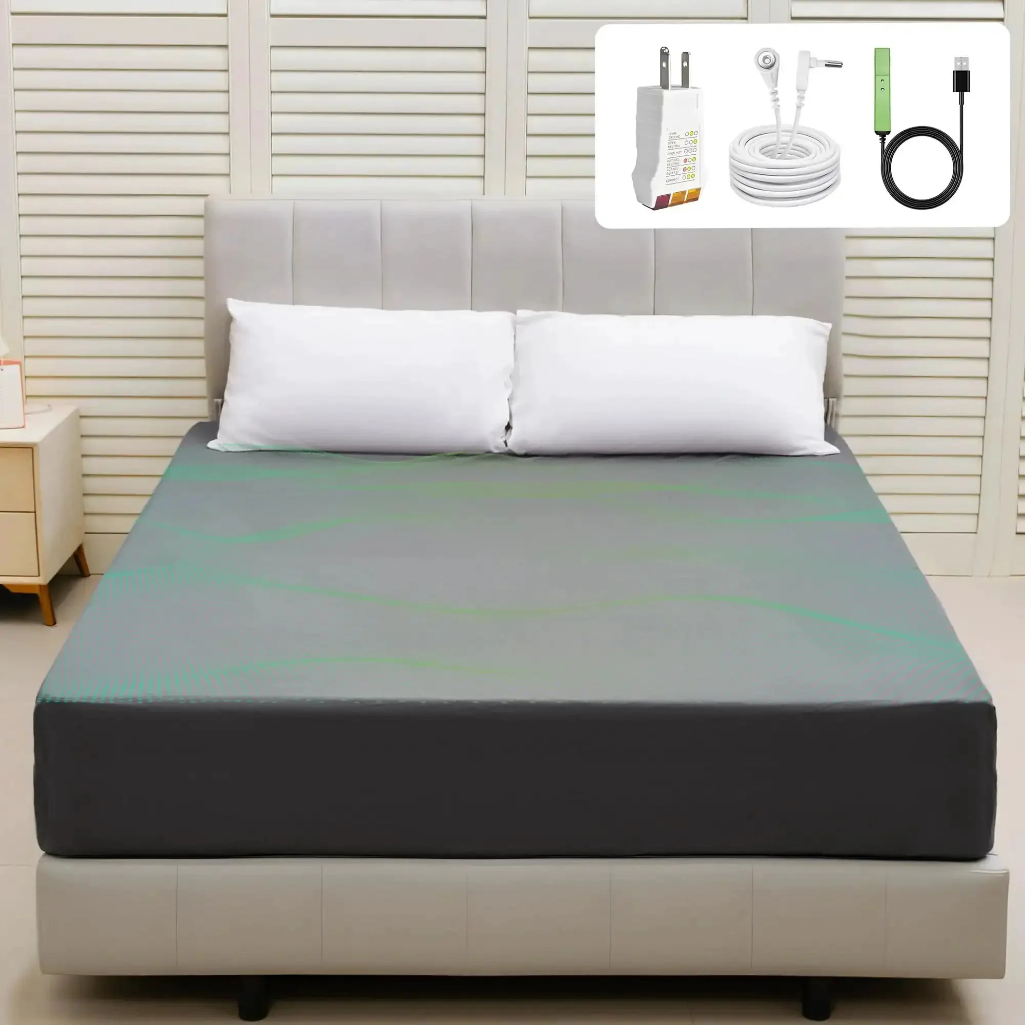 Grounding Sheets Queen Size With 10 Percent Silver Fiber And 90 Percent Organic Cotton Fitted Deep Pocket Grounding Bed Sheet Kit For Better Sleep And Cozy Nights Gray 60 By 80 By 16 Inches - Image 2