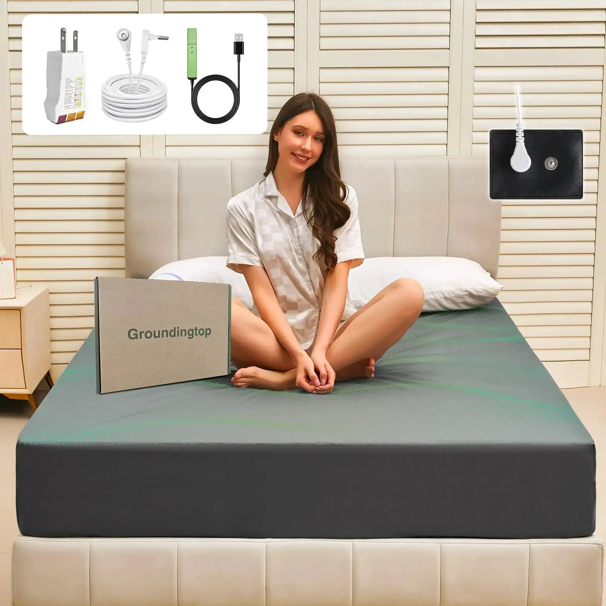Grounding Sheets Queen Size With 10 Percent Silver Fiber And 90 Percent Organic Cotton Fitted Deep Pocket Grounding Bed Sheet Kit For Better Sleep And Cozy Nights Gray 60 By 80 By 16 Inches - Image 3