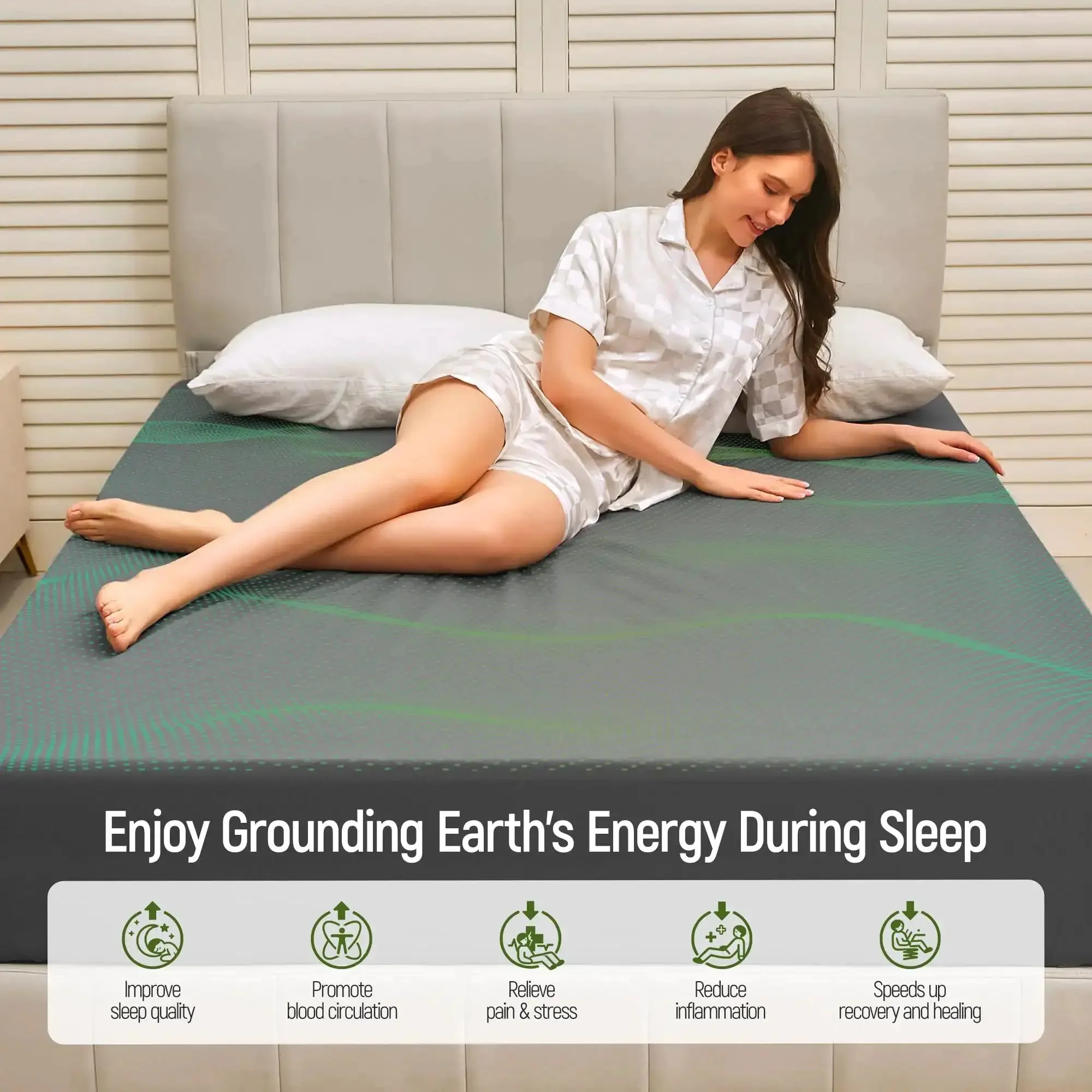 Grounding Sheets Queen Size With 10 Percent Silver Fiber And 90 Percent Organic Cotton Fitted Deep Pocket Grounding Bed Sheet Kit For Better Sleep And Cozy Nights Gray 60 By 80 By 16 Inches - Image 9