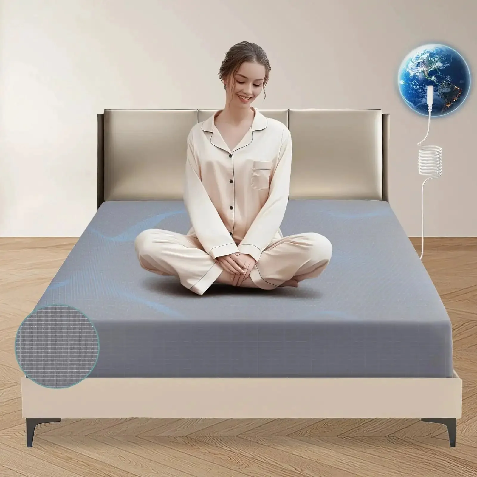 Grounding Sheets With Silver Fiber Conductive Bed Sheet Kit, Deep Pocket Full XL Gray, Soft Cotton Blend For Better Sleep And Grounding Therapy, Cozy As Heck Nightly Comfort, Easy Care Bedding