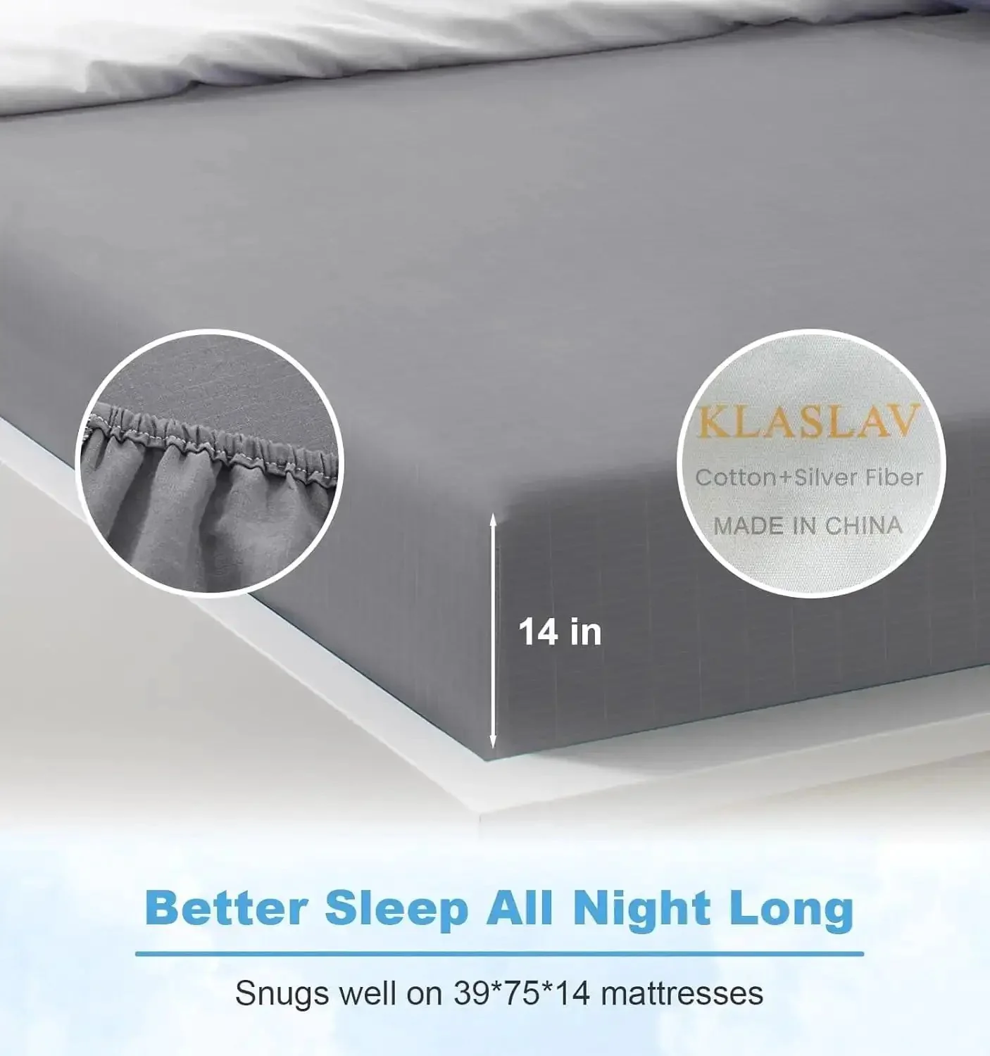 Grounding Sheets With Silver Fiber Conductive Bed Sheet Kit, Deep Pocket Full XL Gray, Soft Cotton Blend For Better Sleep And Grounding Therapy, Cozy As Heck Nightly Comfort, Easy Care Bedding - Image 5