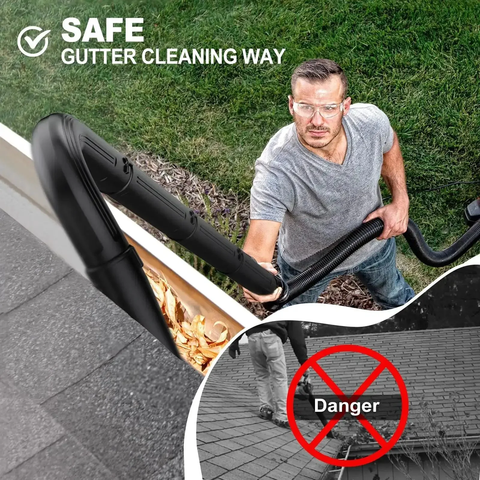 Gutter Cleaning Attachment for 2-1/2 Inch Shop Vac Hose Wet Dry Vacuum Cleaner Gutter Tool With Upgrade Lockout Design Heavy Duty Industrial-Grade Vacuum Accessory For Easy Debris Blowing And Gutter Cleaning - Image 4