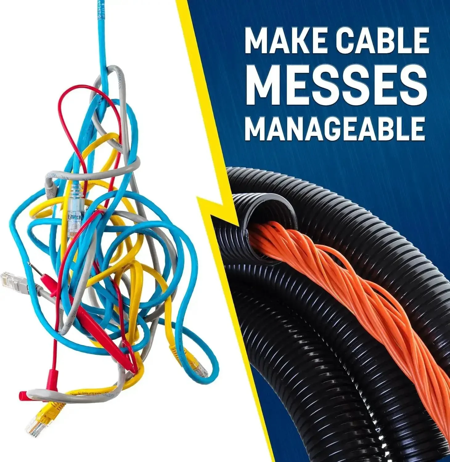 Half Inch By Twenty Five Foot Split Wire Loom Tubing For Industrial And Automotive Wires, Split Cable Sleeve Protector For Easy Cable Management, Flexible High Temperature Outdoor Conduit, Durable Wire Cover - Image 3