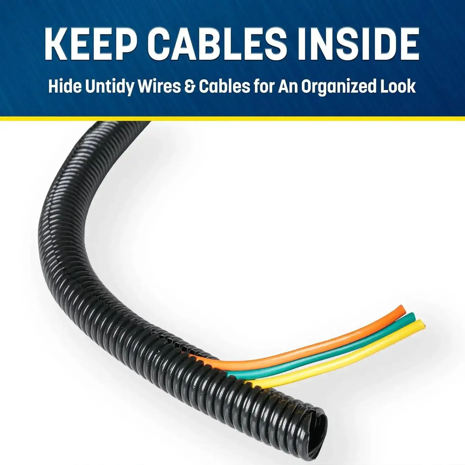Half Inch By Twenty Five Foot Split Wire Loom Tubing For Industrial And Automotive Wires, Split Cable Sleeve Protector For Easy Cable Management, Flexible High Temperature Outdoor Conduit, Durable Wire Cover - Image 5