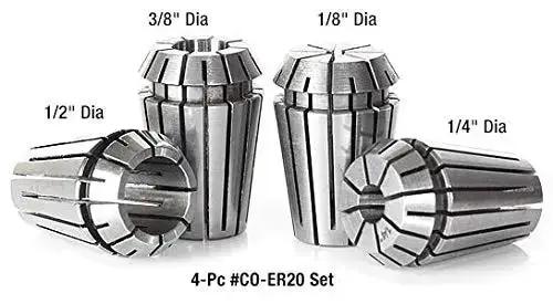 Half Inch Diameter Spring Collets ER20 CO-278 Industrial Grade For CNC Milling And Machining High Reliability Tight Tolerance Beefy Durable Fabrication And Machining Tooling For Fabricators And Machinists In Heavy Duty Production Environments - Image 2