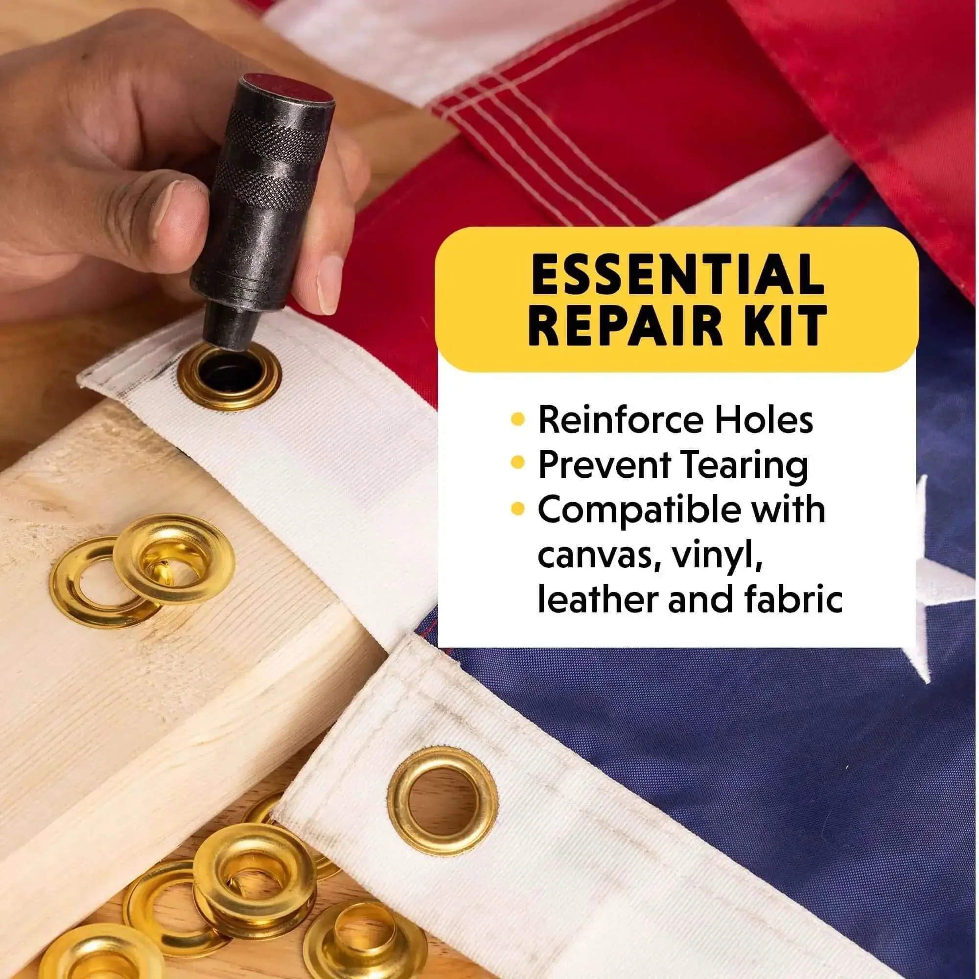 Half-Inch Grommet Tool Kit With 12 Solid Brass Grommets For Tarps, Canopies, Canvases, And Fabric Repairs, Easy Install, Heavy-Duty DIY Grommet Kit For Tents, Covers, And Outdoor Gear - Image 3