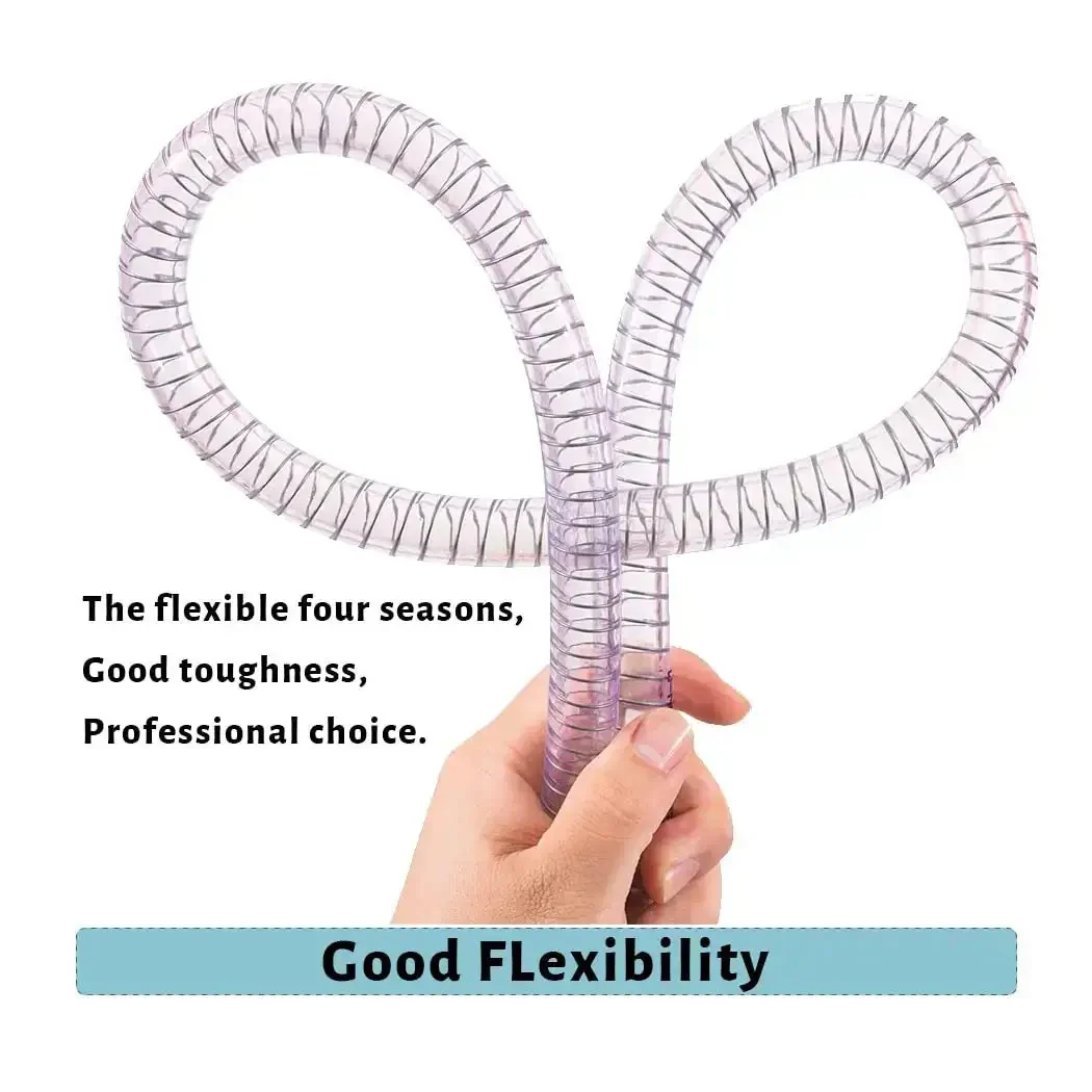 Half Inch PVC Reinforced Tubing With Spiral Steel Wire 25 Ft Built Tough High Pressure Flexible Vinyl Hose Heavy Duty Clear Suction Tube For Vacuum Dust Collection Pipe Non Toxic - Image 4