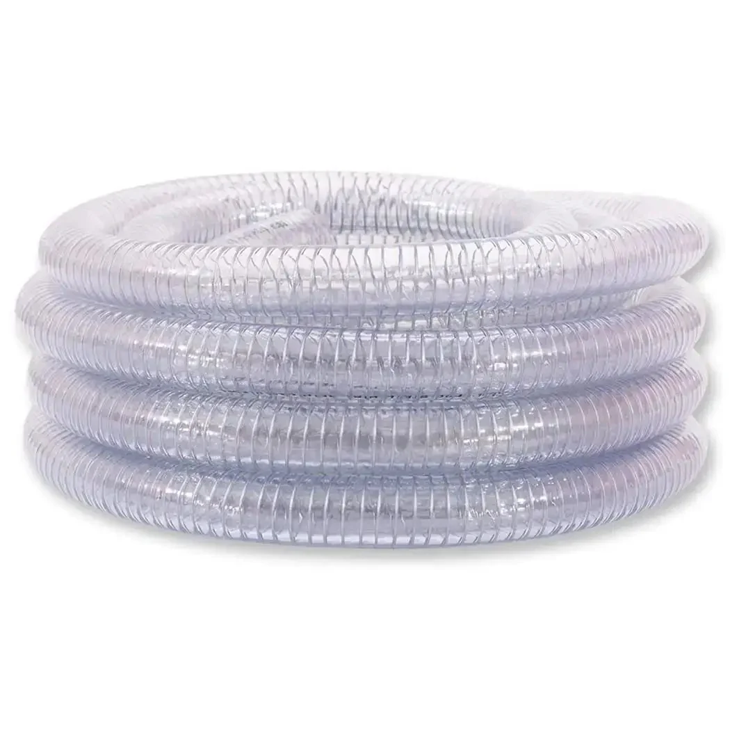 Half Inch PVC Reinforced Tubing With Spiral Steel Wire 25 Ft Built Tough High Pressure Flexible Vinyl Hose Heavy Duty Clear Suction Tube For Vacuum Dust Collection Pipe Non Toxic - Image 8