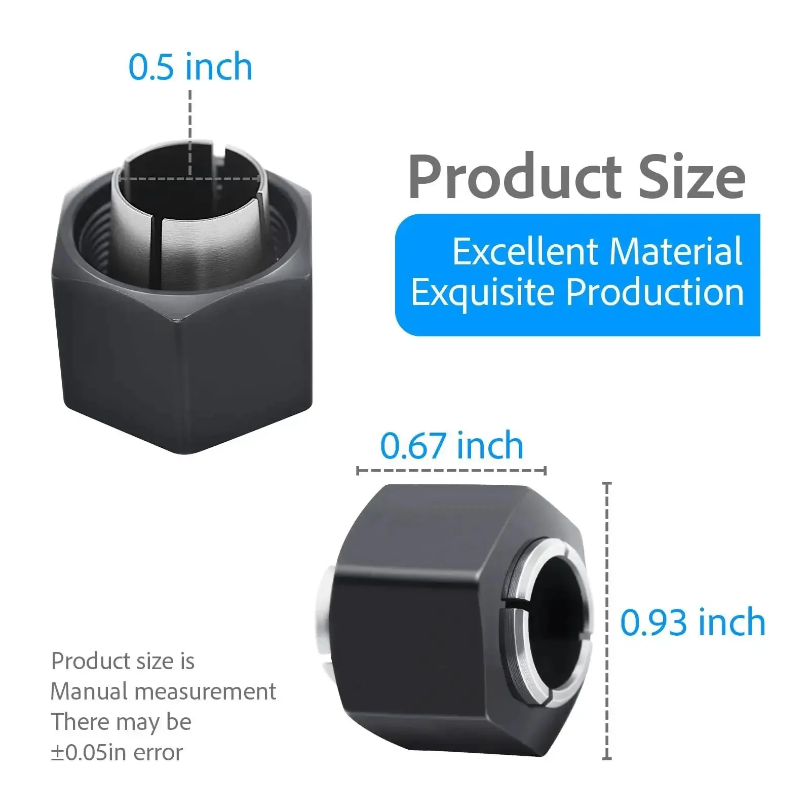 Half Inch Router Collet And Nut Replacement For DW6212 DW618 DW616 Routers Twelve Point Seven Millimeter Compatible Includes Two Packs Durable Precision Fit Easy Install Ideal For Pro Woodworking And Home DIY - Image 4