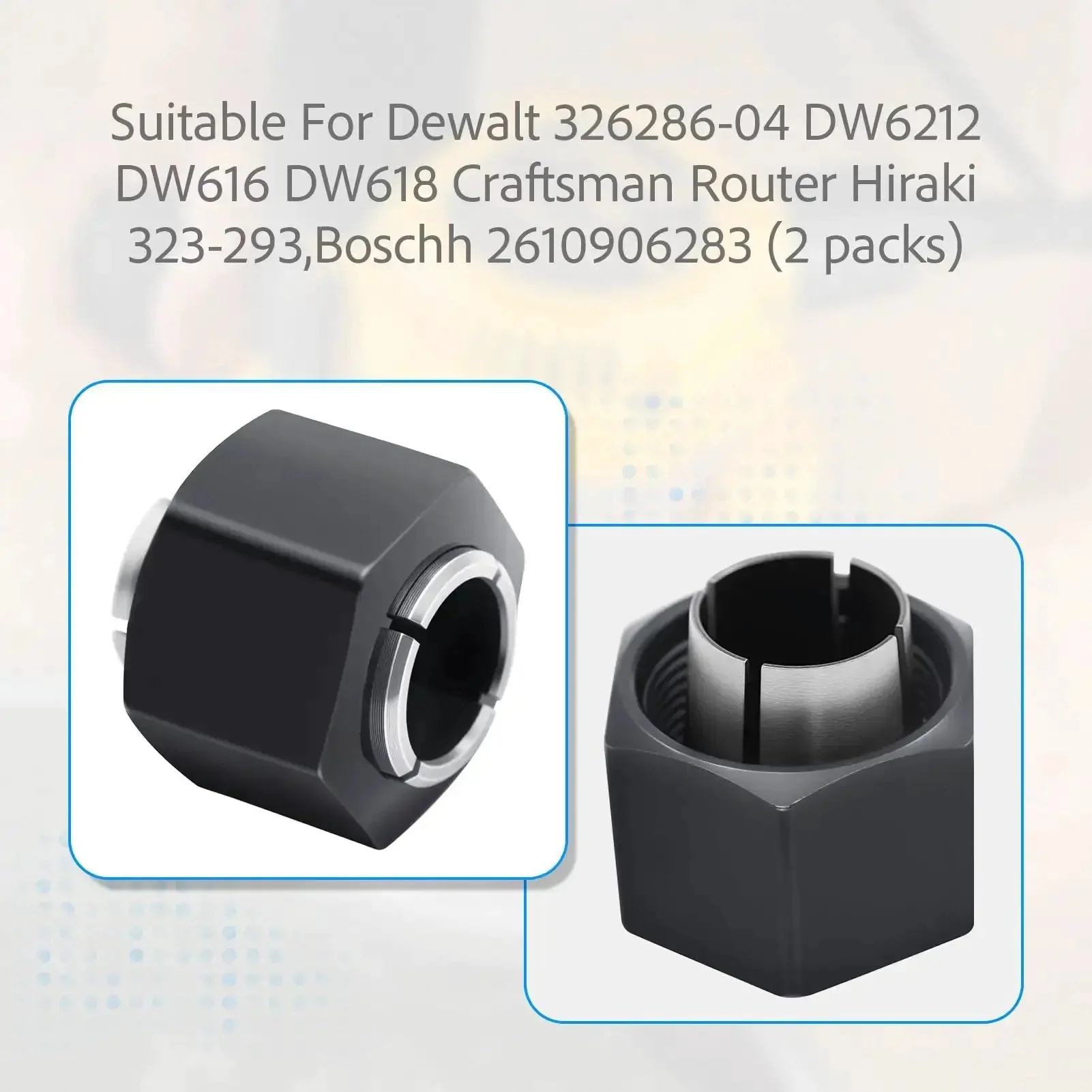 Half Inch Router Collet And Nut Replacement For DW6212 DW618 DW616 Routers Twelve Point Seven Millimeter Compatible Includes Two Packs Durable Precision Fit Easy Install Ideal For Pro Woodworking And Home DIY - Image 5