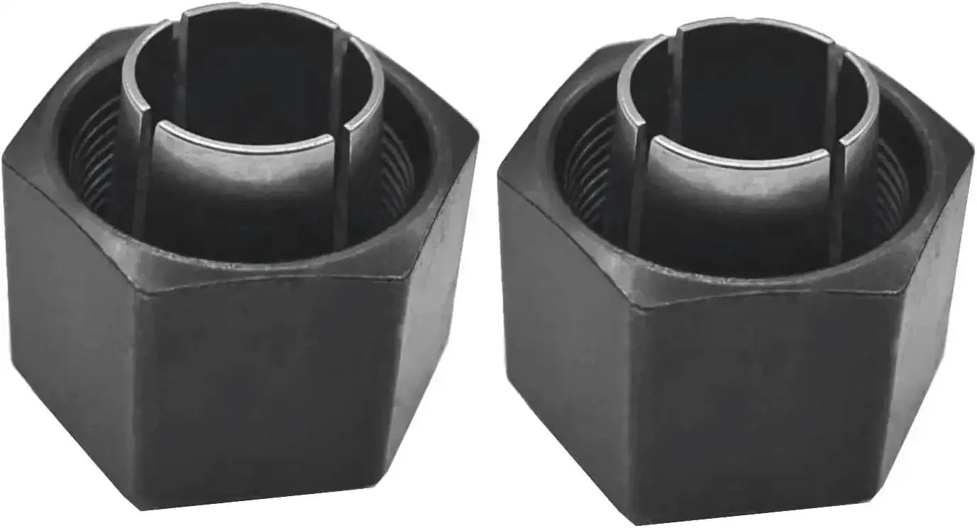 Half Inch Router Collet And Nut Set, 12.7mm Self-Releasing Design, 2 Pack, Replacement For Half Inch Routers, Compatible With Popular Models From Dewalt DW6212 DW616 DW618, Craftsman, Hitachi, Bosch And More, Great For Quick Swaps