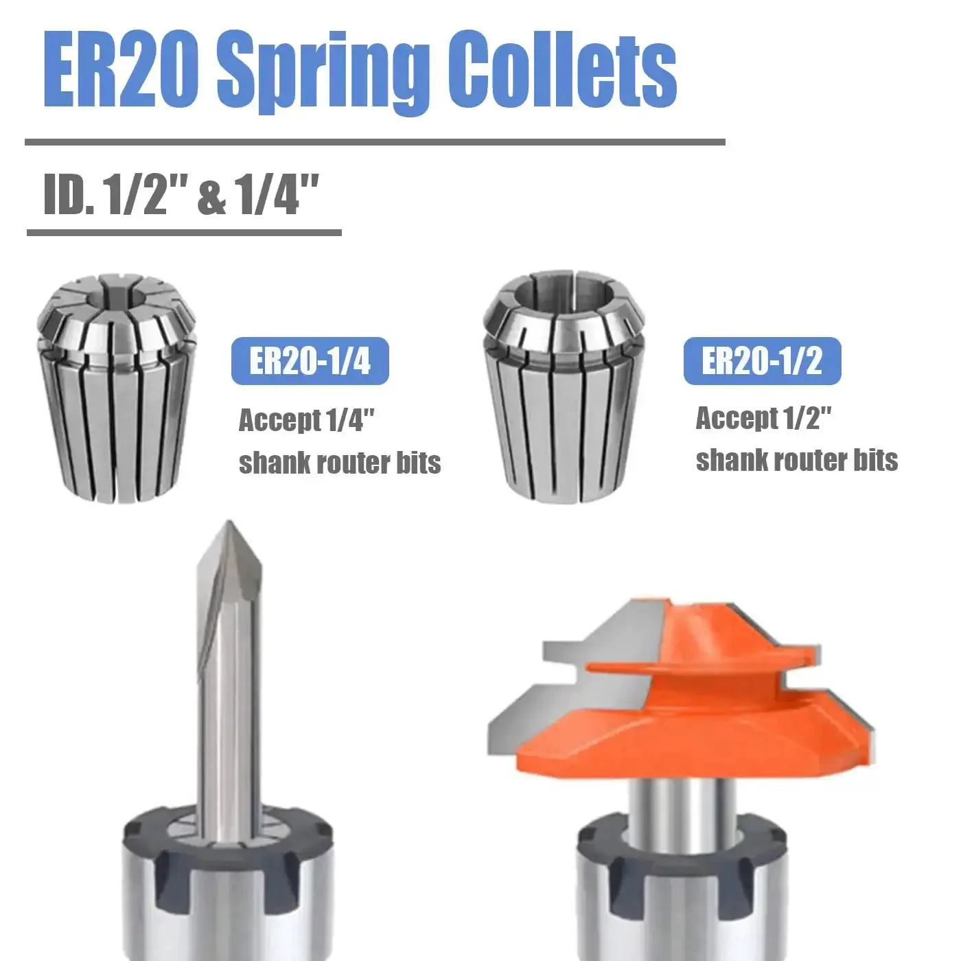 Half Inch Shank ER20 Router Collet Extension Rod For DIYers And Pros With Quarter Inch And Half Inch ER20 Spring Collets For Milling Cutter Chuck Extender In Woodworking And CNC Projects - Image 7