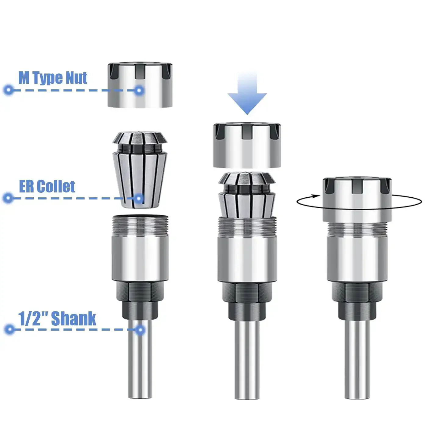 Half Inch Shank ER20 Router Collet Extension Rod For DIYers And Pros With Quarter Inch And Half Inch ER20 Spring Collets For Milling Cutter Chuck Extender In Woodworking And CNC Projects - Image 8