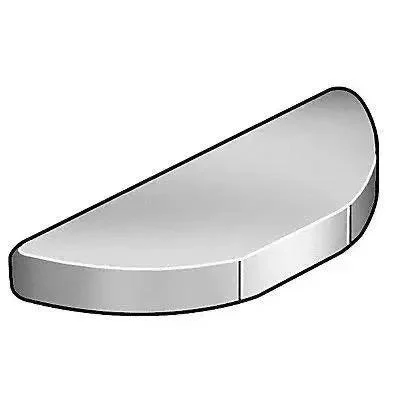 Half Moon Key 3/16 X 5/8 Inch SAE 61 Carbon Steel With Plain Finish, High Tensile Strength 72,000 PSI, Shaft Keyway Fit, Pack Of 100 For Precise Mechanical Assembly