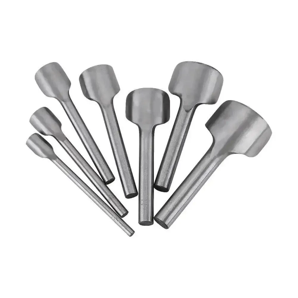 Half Round Leather Punch Cutter Set 7 Piece DIY Leather Craft Tool For Wallets Belts Straps And More Handy Pro Grade Solid Steel End Cutter With 10 To 40 Millimeter Circle End Options For Clean Half Circle Edges