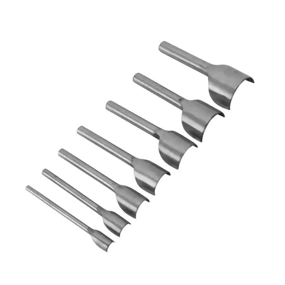 Half Round Leather Punch Cutter Set 7 Piece DIY Leather Craft Tool For Wallets Belts Straps And More Handy Pro Grade Solid Steel End Cutter With 10 To 40 Millimeter Circle End Options For Clean Half Circle Edges - Image 2