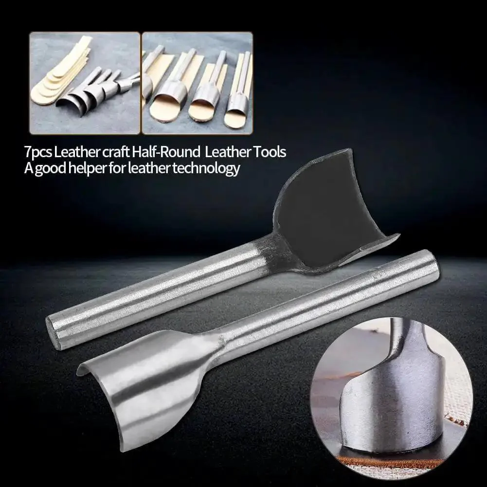Half Round Leather Punch Cutter Set 7 Piece DIY Leather Craft Tool For Wallets Belts Straps And More Handy Pro Grade Solid Steel End Cutter With 10 To 40 Millimeter Circle End Options For Clean Half Circle Edges - Image 9