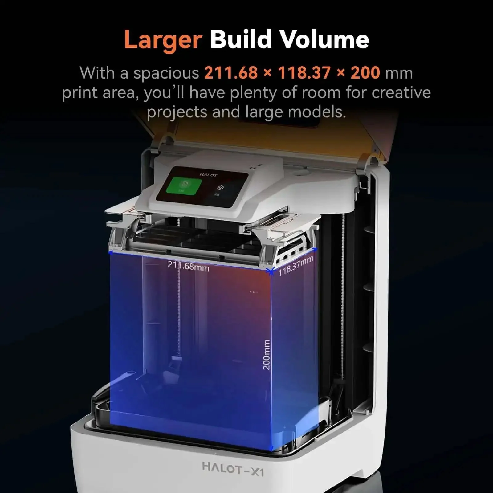 Halot X1 Combo Resin 3D Printer With 16K Mono LCD 14x19 μm Pixels Crazy Fast 170 mm per hour Smart Resin Management Plug And Play Auto Leveling Fully Assembled Big Build Area 8.33 x 4.66 x 7.87 Inches - Image 5