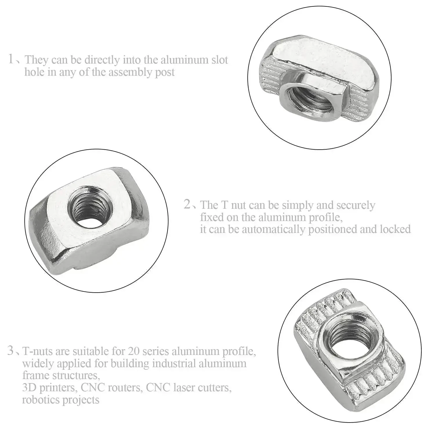 Hammer Head T Slot Nut Kit For Aluminum Profiles, 180 Piece 2020 Series M3 M4 M5 Drop In Fasteners, Carbon Steel, Rust Proof, Easy Install, Durable Assortment For DIY Projects And Industrial Builds - Image 4