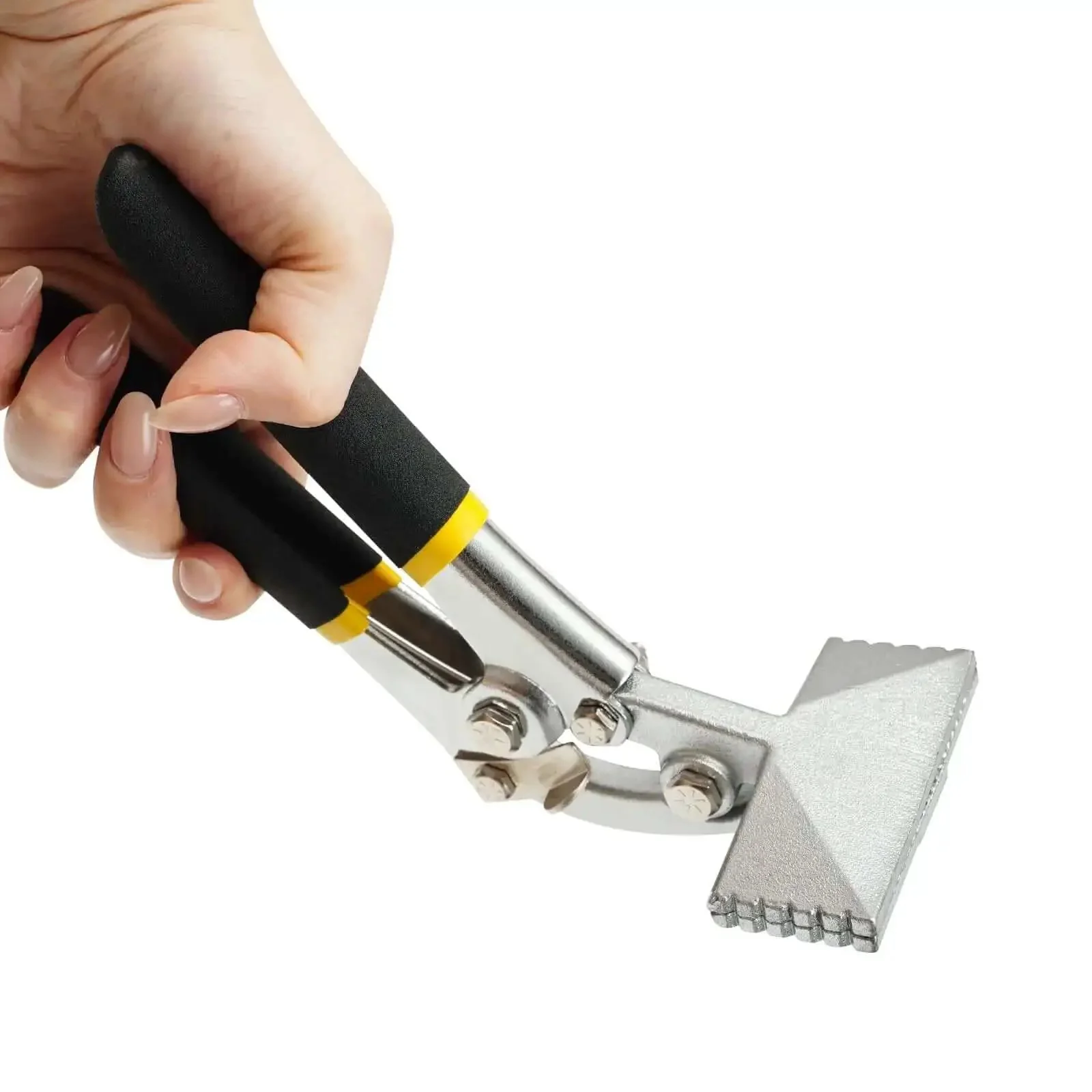 Hand Seamer For Sheet Metal With Straight And Curved Jaw, Pro Grade Manual Bender Tool With Ergonomic Handles, Durable 45 Steel, Nickel Plated Finish, Boss For HVAC Ductwork, Light Gauge Steel And Flattening Metal Edges - Image 2