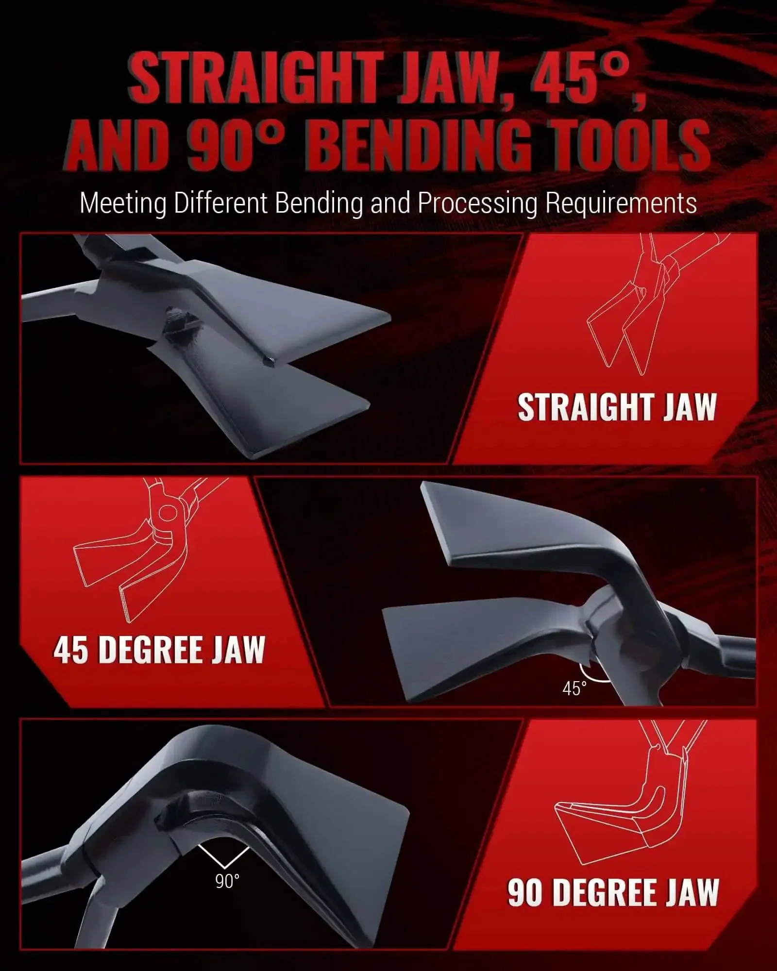 Hand Seamers Sheet Metal Tools Set With 3 Pliers For Bending And Flattening Metal Straight Jaw 45 Degree And 90 Degree Angles 60mm Opening Plus Handy Tool Box Storage Case Pro Grade For Metalworking DIY Projects - Image 6