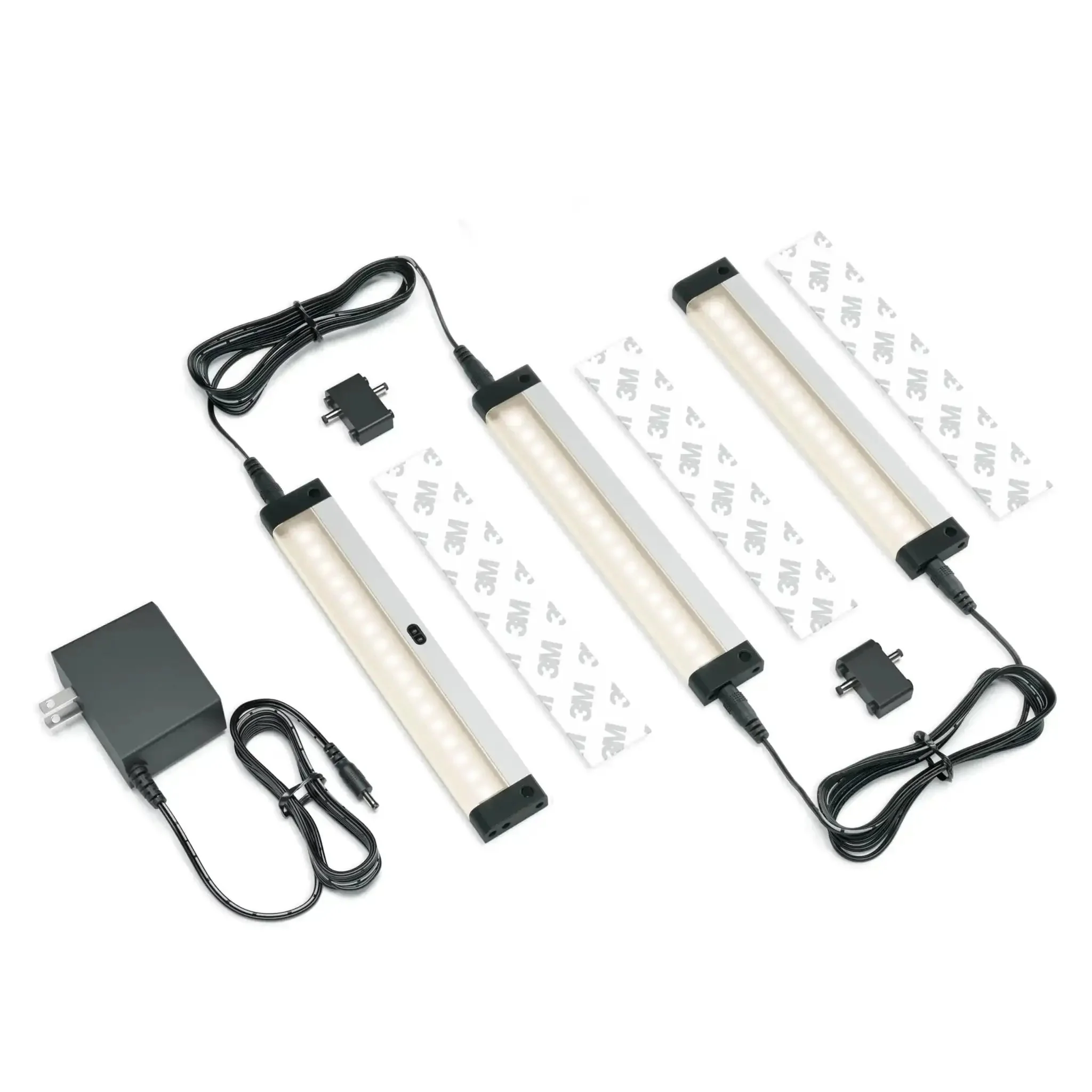 Hand Wave Activated Under Cabinet LED Lighting Kit 3 Pack 7 Inch Dimmable With No Remote Needed Hands Free Touchless Dimming Control Black Under Counter Lights For Kitchen Garage Office Shelf Warm White 3000K