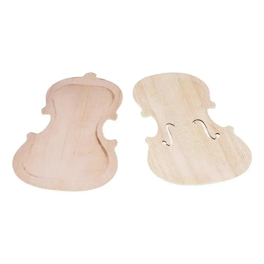 Handcrafted Ununfinished Violin Parts Kit With Spruce Front Panel Topboard And Maple Backboard, Solid Wood Fiddle Components For 3 4 Violins, Ideal DIY Replacement Or Upgrade For Musicians - Image 4