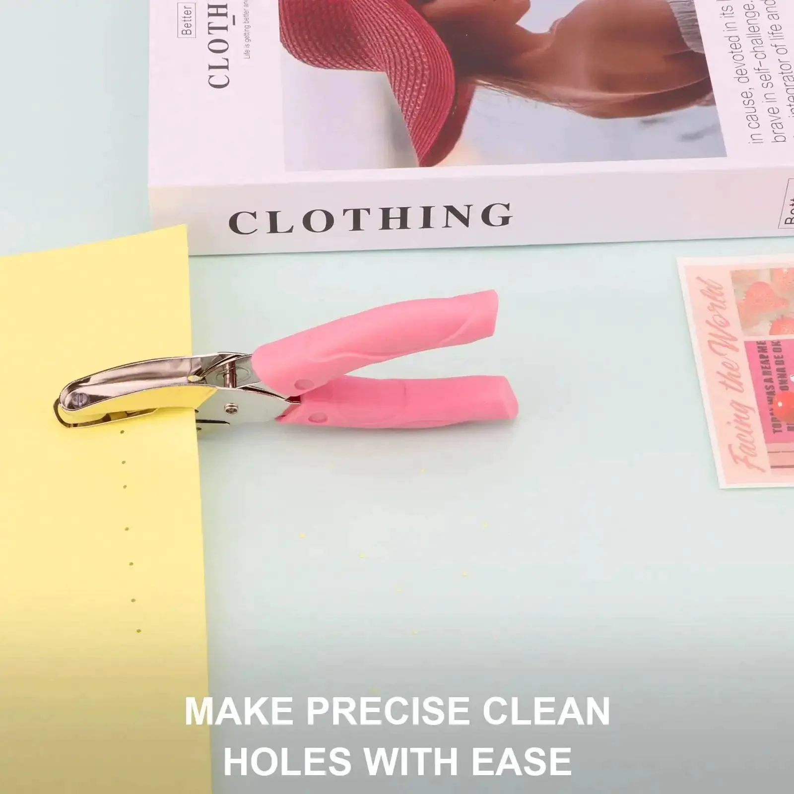 Handheld 1/16 Inch Circle Hole Puncher With Soft Grip Sturdy Metal Small Circle Punch For Tags Clothing Labels Tickets Craft Projects Portable And Easy To Use With Cushioned Pink Handle - Image 6