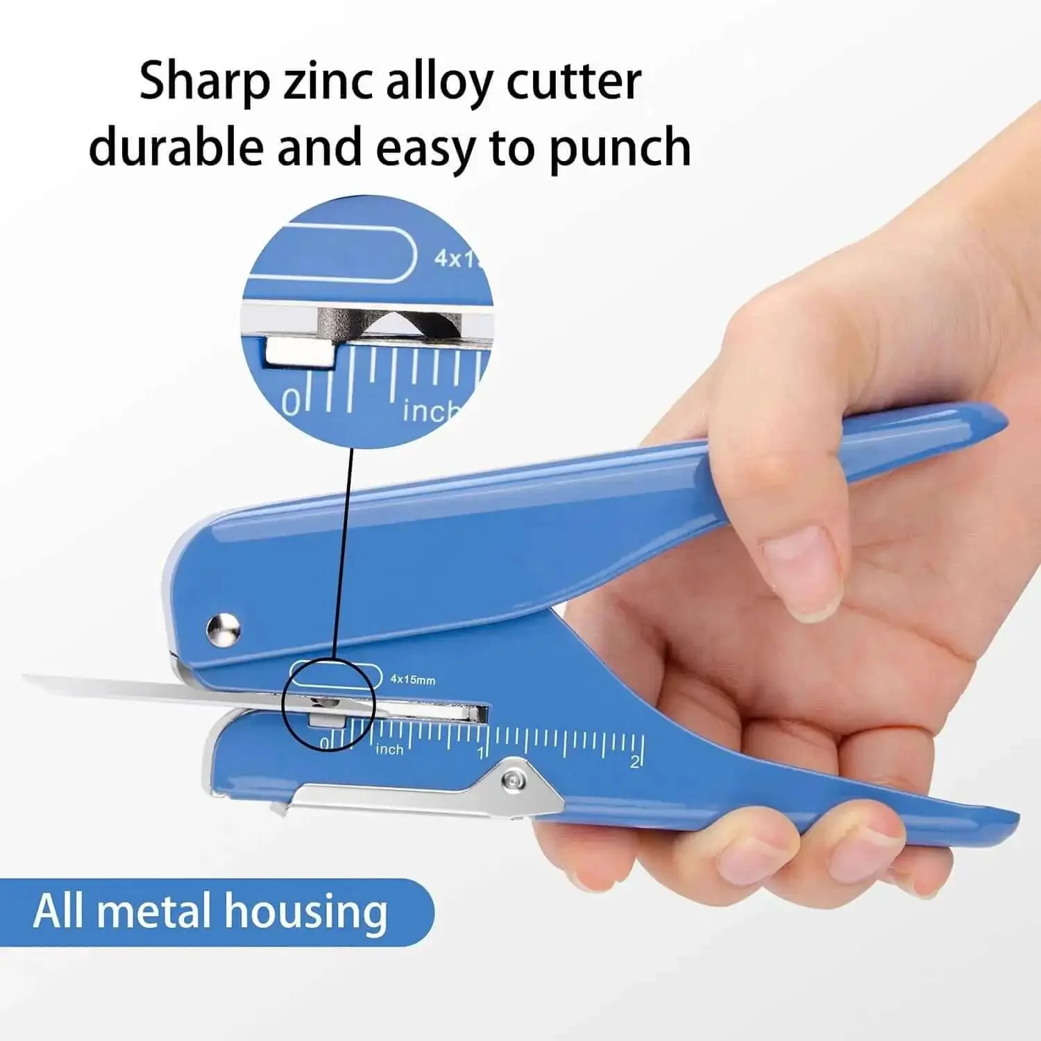 Handheld Badge Slot Punch for PVC ID Cards, Business Cards, Name Tags, and Luggage Tags - 19/32 by 5/32 Inch Hole, All Metal Construction, Heavy-Duty Puncher for Hard Cardstock and PVC Tags - Image 4