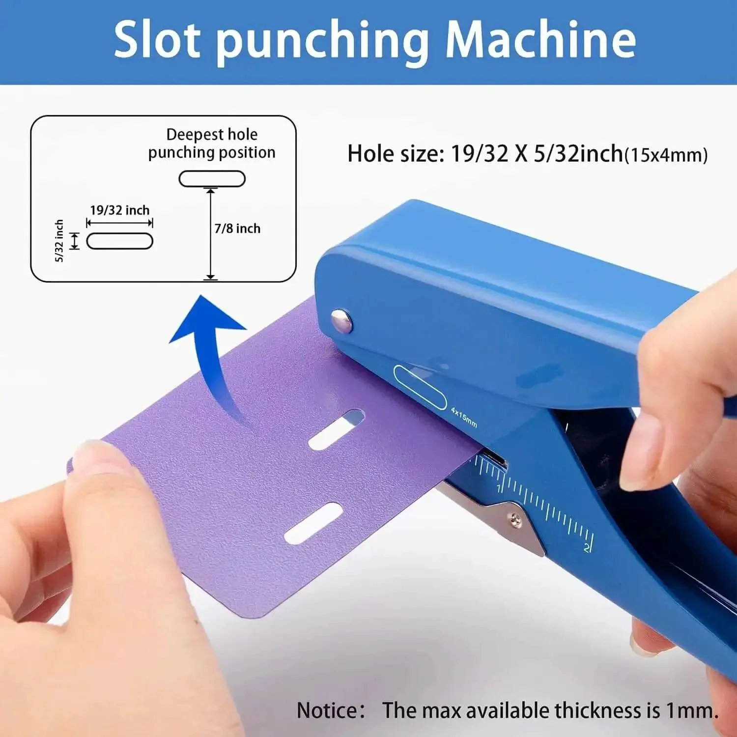 Handheld Badge Slot Punch for PVC ID Cards, Business Cards, Name Tags, and Luggage Tags - 19/32 by 5/32 Inch Hole, All Metal Construction, Heavy-Duty Puncher for Hard Cardstock and PVC Tags - Image 6