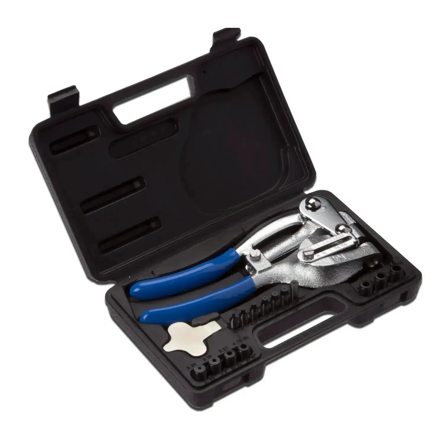 Handheld Power Punch Kit For Precise Holes In Sheet Metal Up To Sixteen Gauge With Chrome Vanadium Cr V Punches And Dies For Clean Rapid Holes In Metals Including Three Thirty Second Inch By Nine Thirty Second Inch