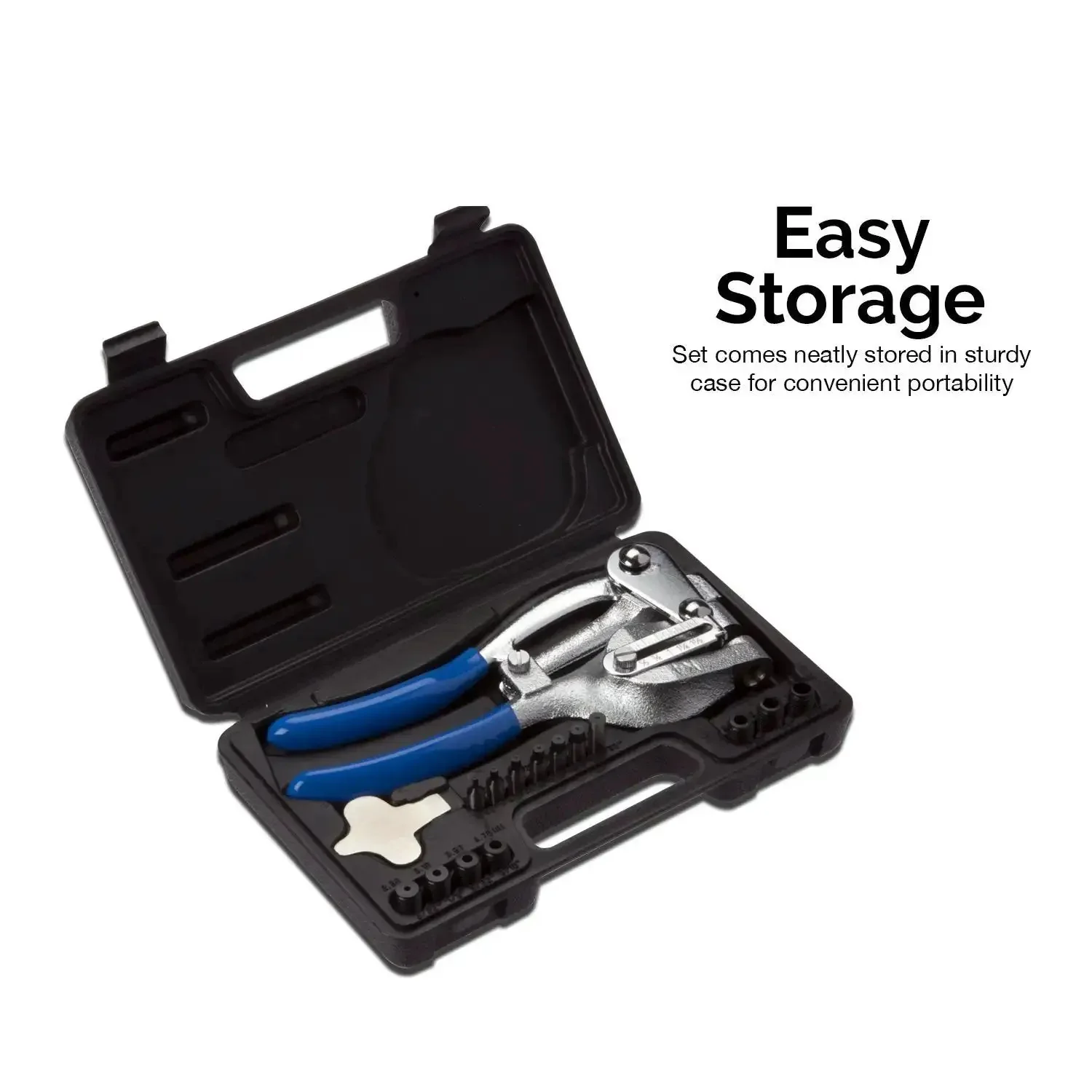 Handheld Power Punch Kit For Precise Holes In Sheet Metal Up To Sixteen Gauge With Chrome Vanadium Cr V Punches And Dies For Clean Rapid Holes In Metals Including Three Thirty Second Inch By Nine Thirty Second Inch - Image 4