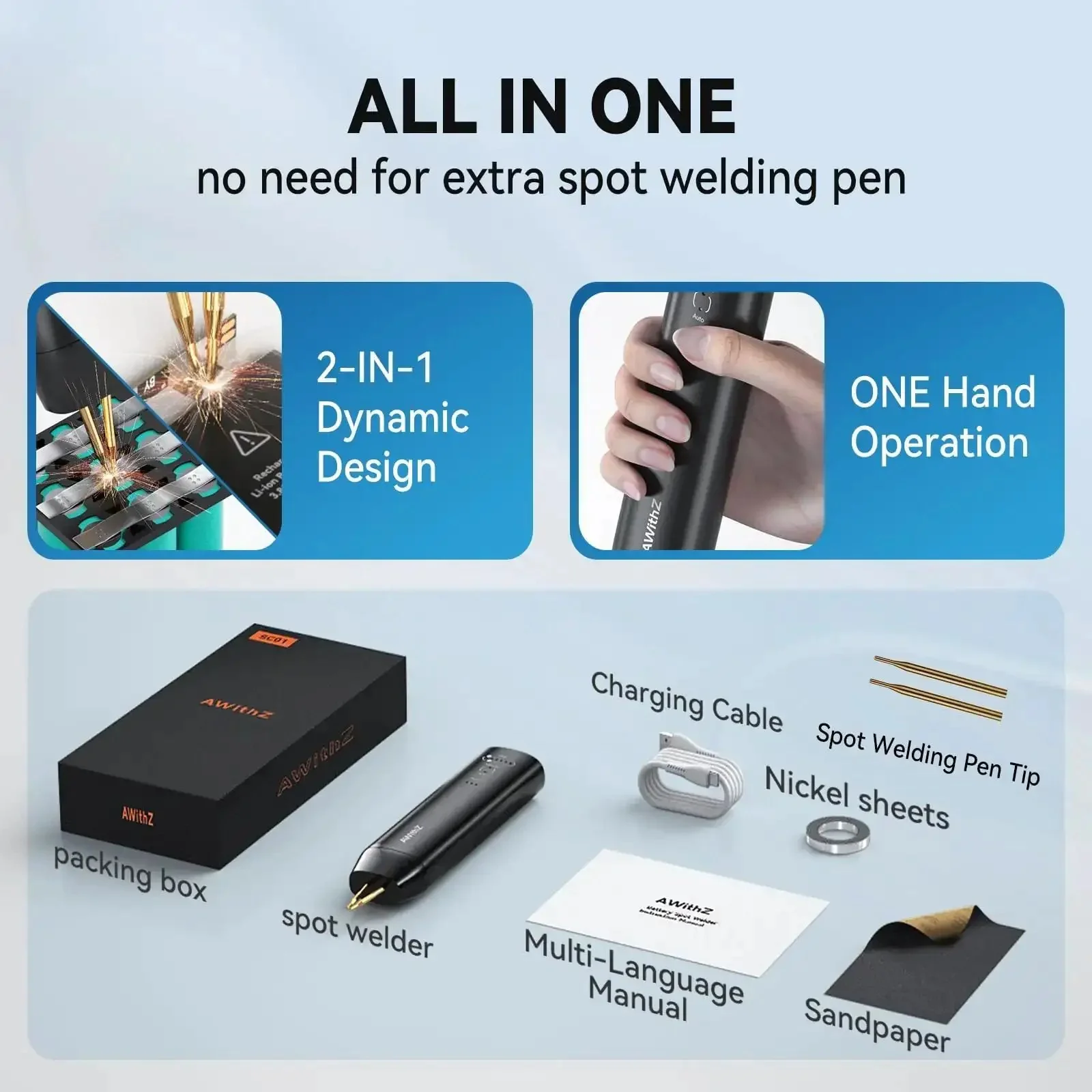 Handheld Spot Welder With 11 Gear Adjustable Auto And Manual Modes For 18650 Battery Packs, Welding Nickel Sheets And Iron, No Pen Required, Portable All In One Battery Welder For On The Go Repairs - Image 2