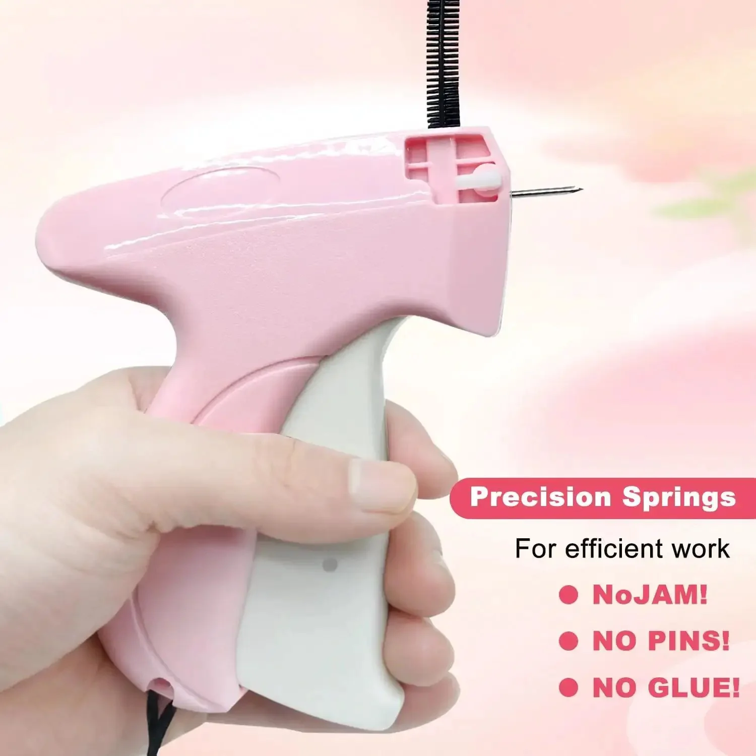 Handheld Stitch Gun For Quick Clothes Fix Garment Repair Tool With 6 Needles And 4000 White And Black Fasteners Pink Sewing Kit For Denim Wool Linen Polyester And Quilts Easy No Fuss Quick Sew On The Go - Image 2