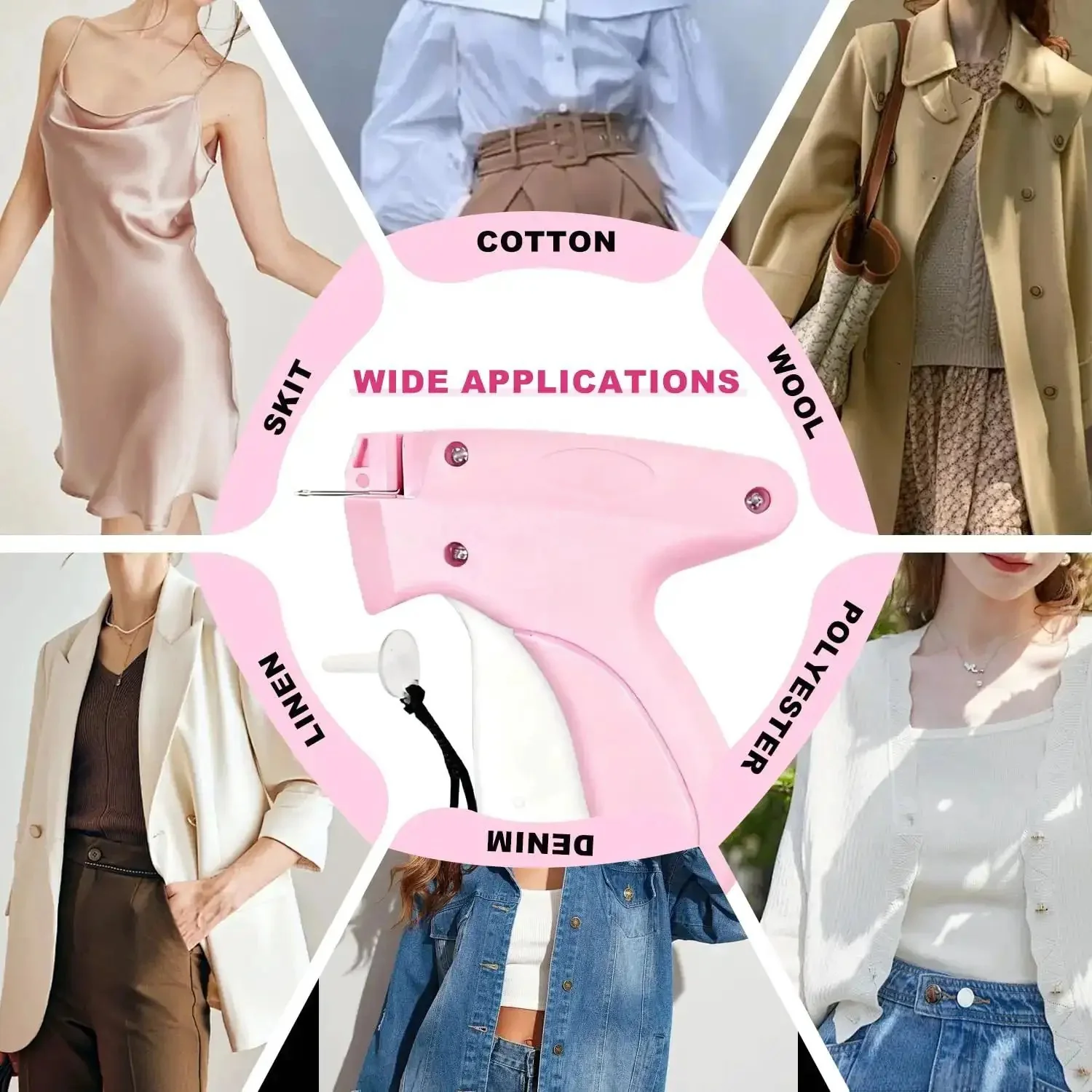 Handheld Stitch Gun For Quick Clothes Fix Garment Repair Tool With 6 Needles And 4000 White And Black Fasteners Pink Sewing Kit For Denim Wool Linen Polyester And Quilts Easy No Fuss Quick Sew On The Go - Image 7