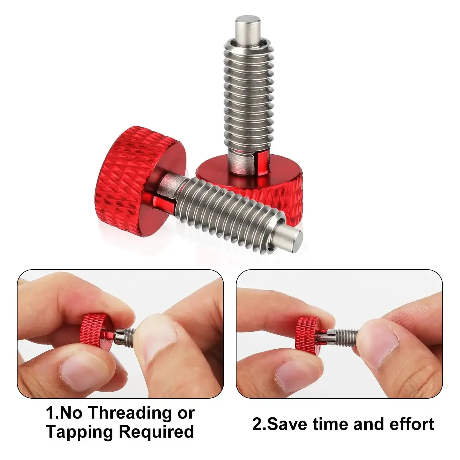 Handle Release Pins Kit With 2 Stainless Steel M6 Quick Release Pins Retractable Spring Plunger Bolt And Drill Bit For Toolbox Removal Red Heavy Duty Durable Easy Pin Access - Image 4