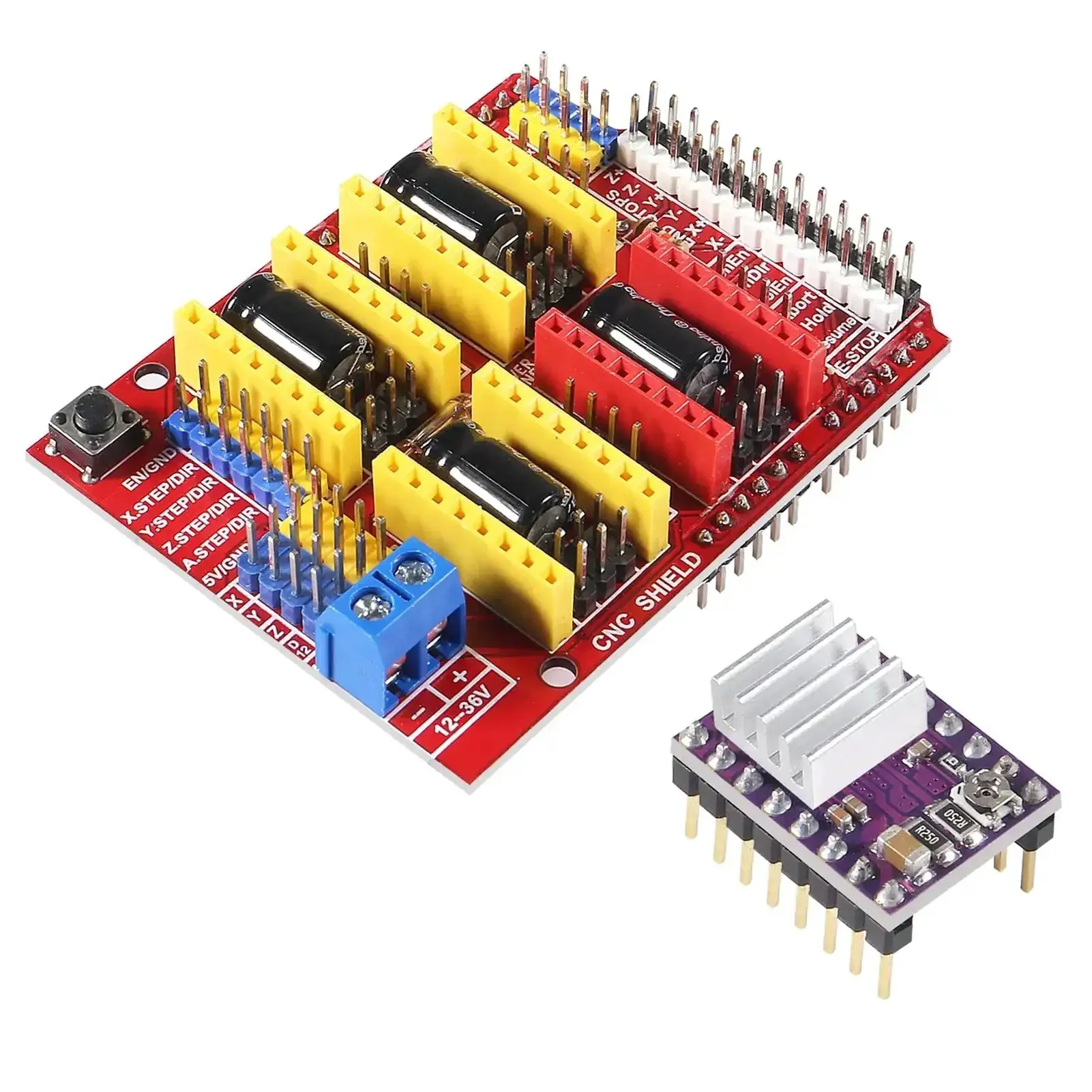 Hands On CNC Shield Expansion Board V3.0 With Four DRV8825 Stepper Driver Modules And Heatsinks For Engravers And 3D Printers RAMPS 1.4 Compatible Supports Six Step Resolutions And Adjustable Current Limit For Smooth Accurate Motion - Image 3