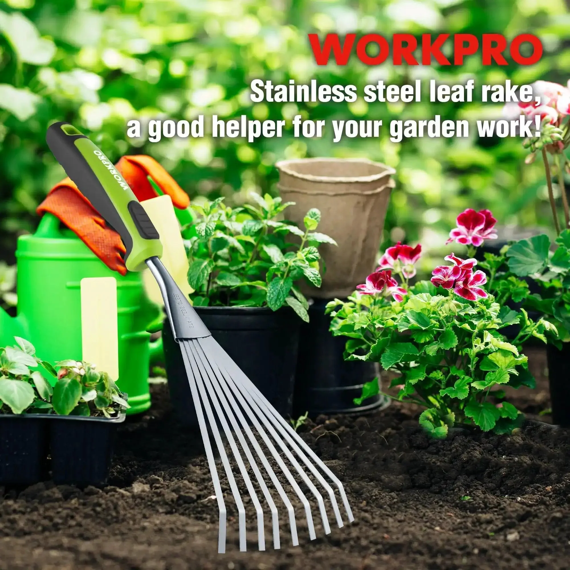 Handy 16 Inch Compact Stainless Steel Hand Rake With Soft Grip Handle Versatile Small Garden Rake For Delicate Plants Leaves Mulch Spreading And Light Soil Tilling In Narrow Beds And Flower Borders - Image 3
