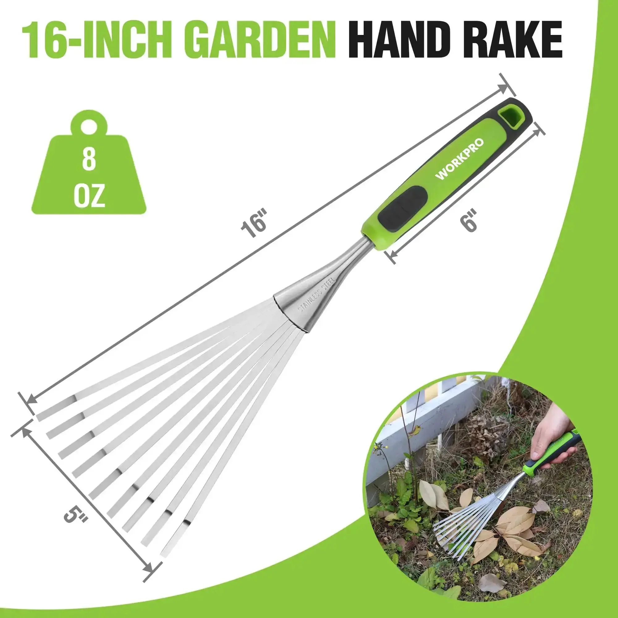 Handy 16 Inch Compact Stainless Steel Hand Rake With Soft Grip Handle Versatile Small Garden Rake For Delicate Plants Leaves Mulch Spreading And Light Soil Tilling In Narrow Beds And Flower Borders - Image 9