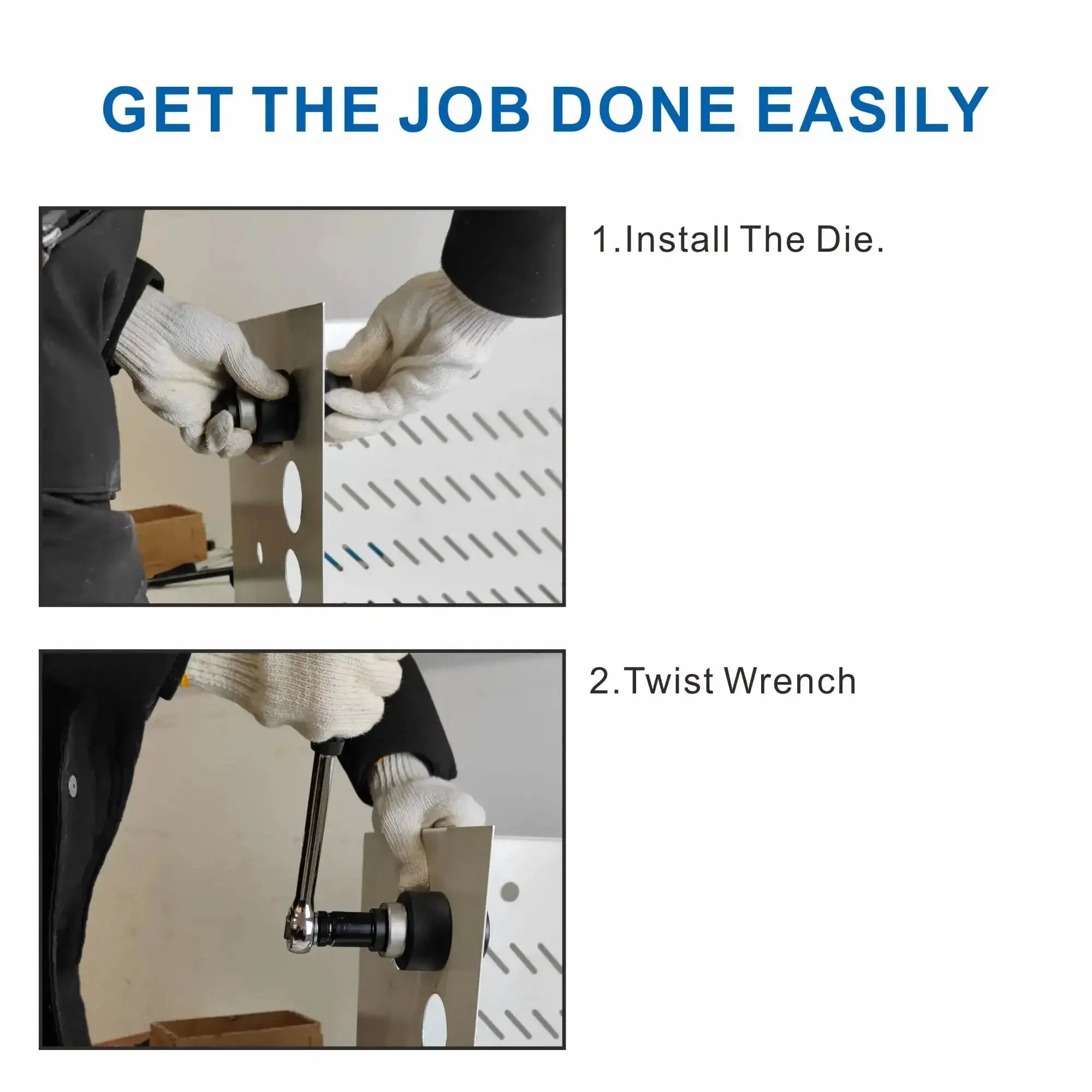 Handy Manual Knockout Punch Driver Kit For One And A Half Inch To Two Inch Conduit Holes Works With Ratchet Wrench Or Electric Driver Sheet Metal Knockout Tool For Mild Steel Under Ten Gauge And Copper Aluminum Brass Fiberglass And More - Image 2