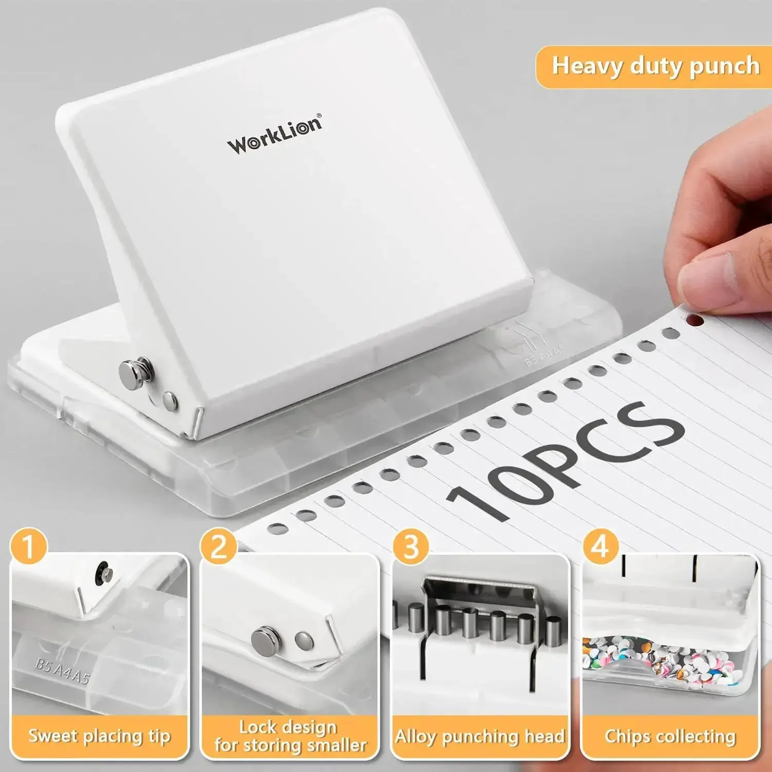 Handy Metal Hole Punch Binding Tool For Planners And Notebooks, Punches 30 Holes On A4, 26 On B5, 20 On A5, Includes 10 Multicolor Binder Rings, Sturdy 10 Hole Punch For Journals And DIY Binder Projects - Image 4