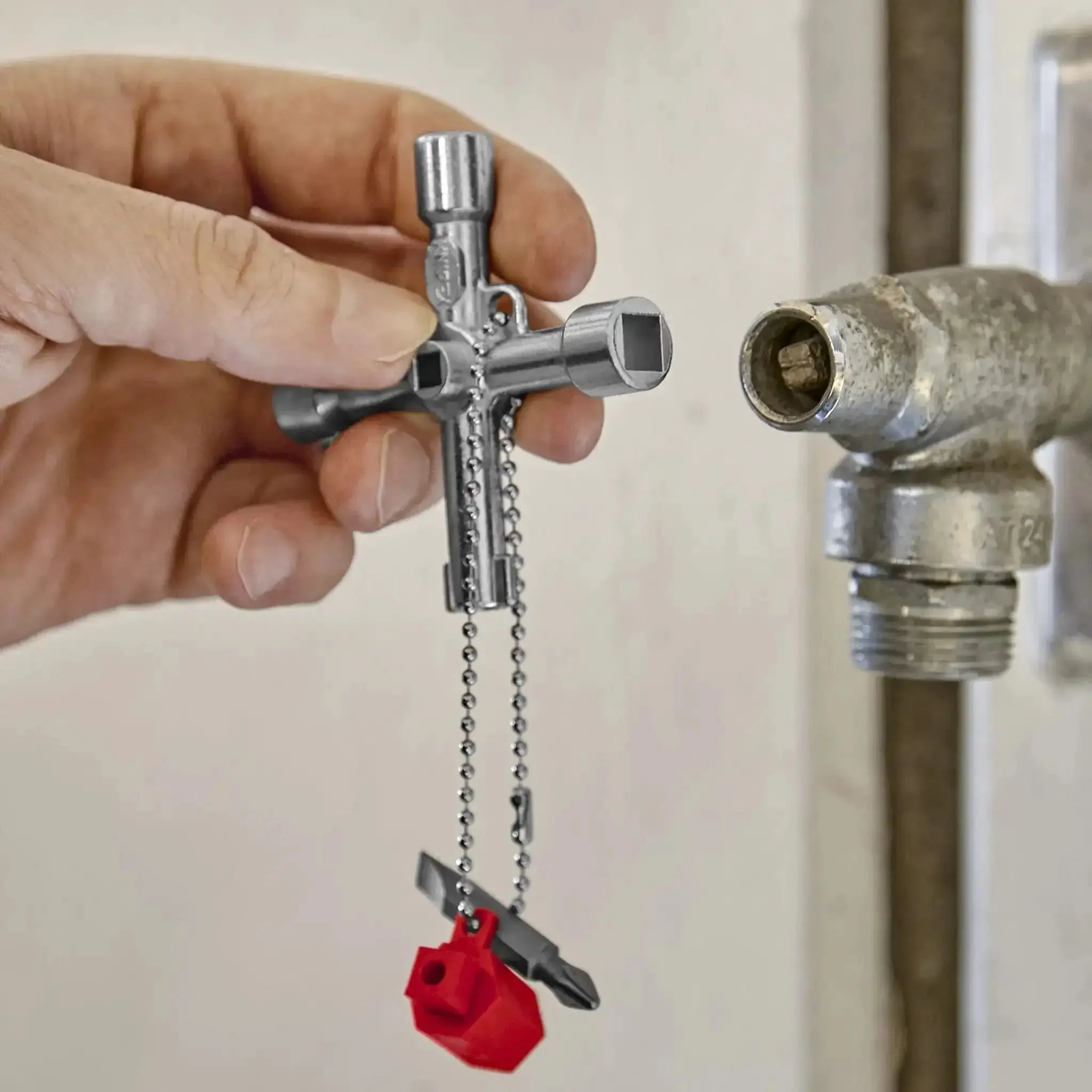 Handy Universal Control Cabinet Key for Gas, Water, and Electric Shutoff Systems with Slot 10x7 Bit, Phillips PH2, and One Quarter Inch Adapter Perfect for Building Installations, Main Switchboards, HVAC Valves and Main Panels - Image 4