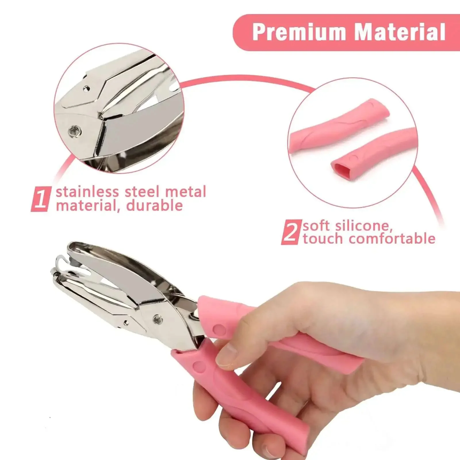 Heart And Star One Quarter Inch Metal Handheld Paper Punch Set With Soft Handled Design For Tags Clothes And Tickets Two Piece Hole Puncher Kit For Crafting Scrapbooking Card Making And Diy Projects - Image 6