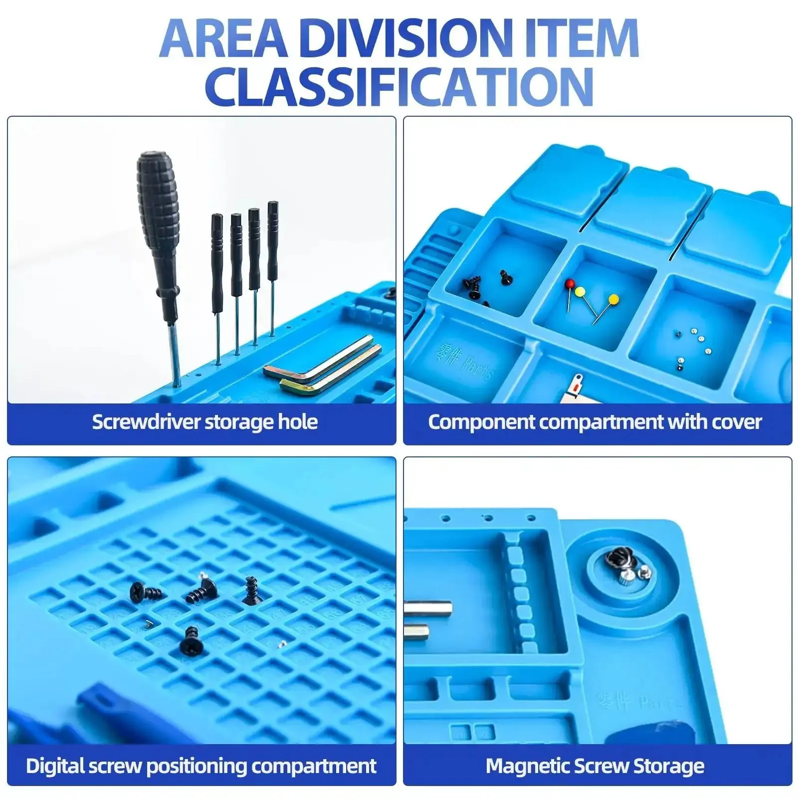 Heat Resistant Silicone Soldering Pad For Electronics Workstation With Anti Static Surface Magnetic Area And Built In Screw Storage 932F Safe 17.7x11.8 Inch Solder Mat Perfect For BGA Soldering And Repair Jobs - Image 5